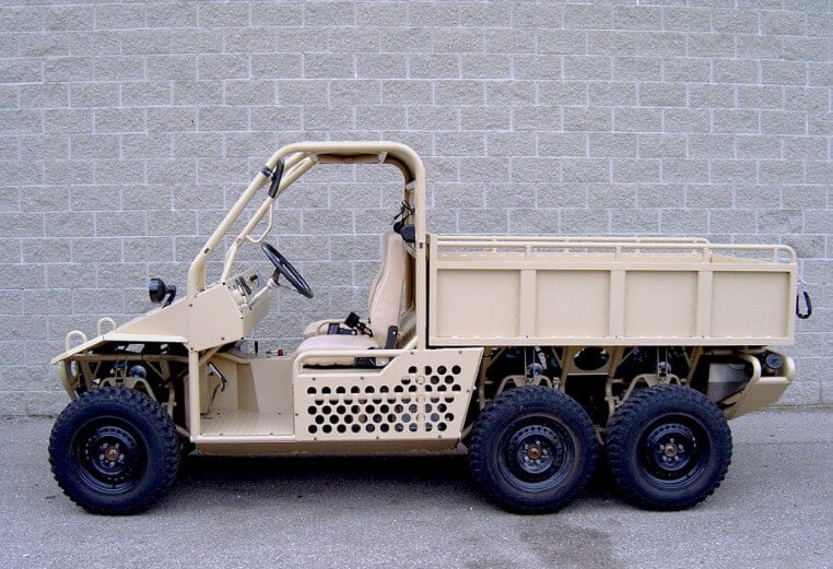 A prototype military vehicle on the road made by RCO Engineerings defense manufacturing services