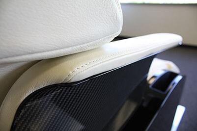 A concept aerospace seat with carbon fiber and leather made by aerospace manufacturing services