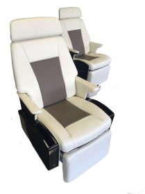 Two concept aerospace seats for the business jet seating market made by aerospace manufacturing services