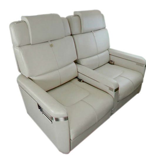 A double seat configuration for a business jet. 