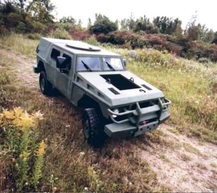 A concept military vehicle on a test drive made by RCO Engineering's defense manufacturing services