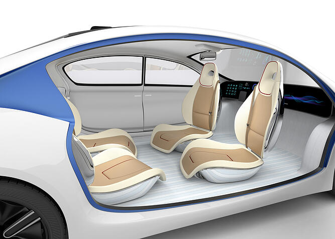 autonomous vehicle interior seating made by an automotive seating supplier and manufacturer